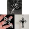 Gothic Rose Cross Pendant Necklace With Alloy Chain For Women Summer 2026