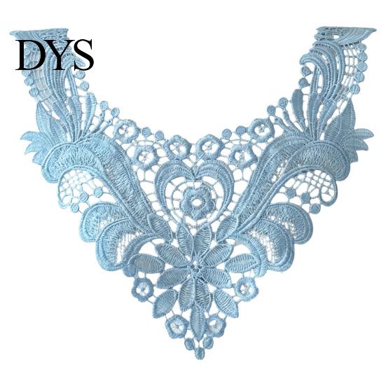 Fashion Neckline Enhancement Floral Lace Collar Insert, Embroidery V-neck Applique, Elegant Sew on Applique Hollow Petal Design, Polyester Decorative
