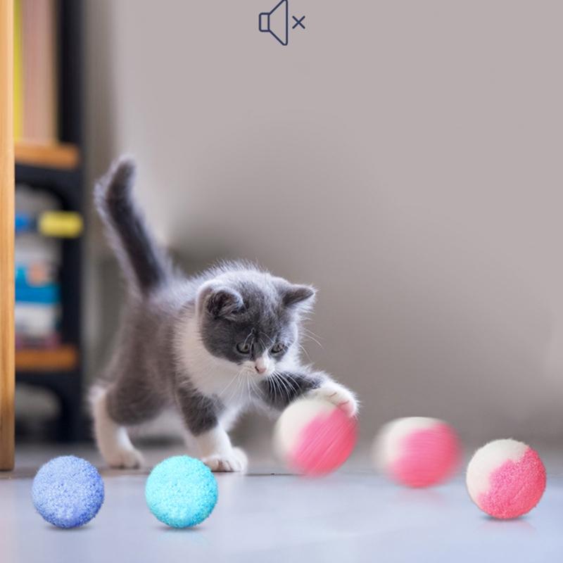 12 Pieces for Cat Ball Toys 1.8" 1.2" Small Plush Balls Colorful Kitten Chasing Balls Increasing Exercise for Indoor Cat