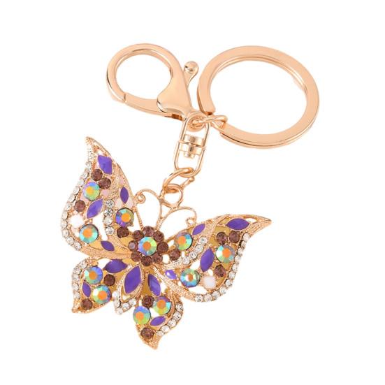Rhinestone Butterfly Keychain Sparkly Butterfly Charm with Keyring Elegant Enamel Butterfly Keychain Gift for Women Girls