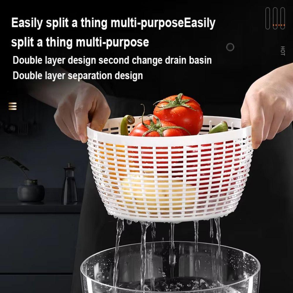 Automatic Salad Spinner Wet Separation Drain Basket Automatic Fruit Vegetable Dryer Kitchen