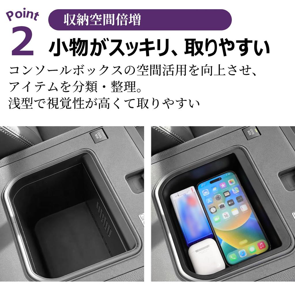 Toyota Land Cruiser 250 Compatible with Cool Box Console Tray Easy Neat Rubber Mat Included Storage Small Item Storage (LC250_24) - - Vehicle-Specific