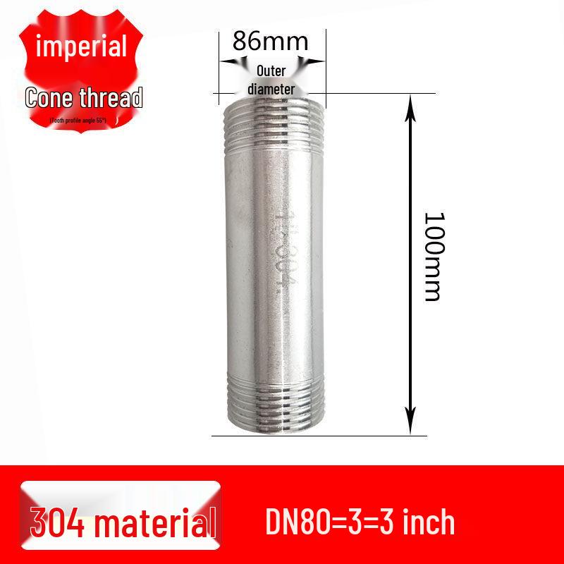 201/304 Stainless Steel Double-Ended Stud, 100mm, External Double Thread, DN15 20