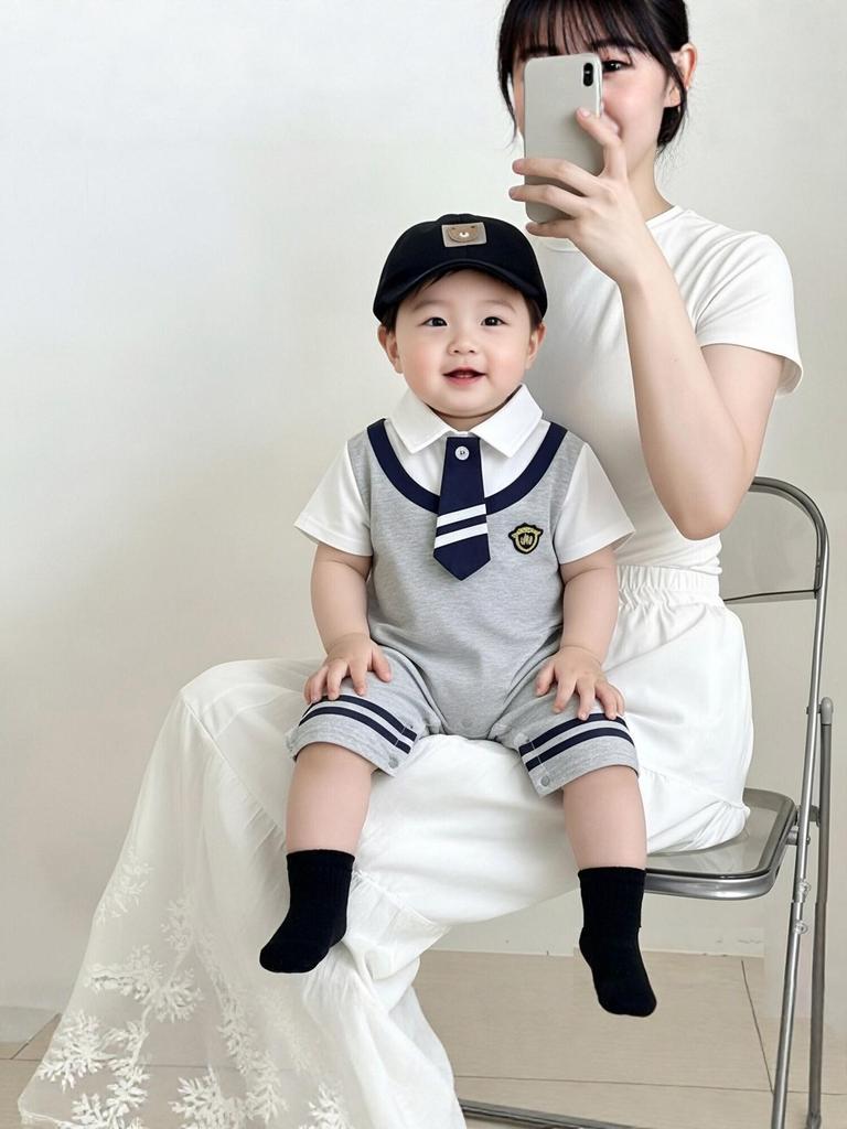 Stylish Summer Romper for Baby Boys: Little Gentleman Crawling Suit for Newborns