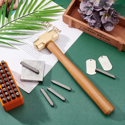 PandaHall Solid Brass Hammer with Wooden Handle, Jewelry Craft Tool, 298x76x30mm, Craft Hammer, Handmade DIY Tool, Durable Hammer, Multifunctional