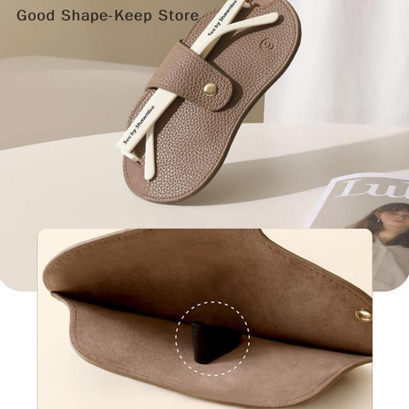 Lychee Pattern PU Leather Glasses Bag, Retro Sunglasses Case, Portable Myopia Frame Case, Simple Eyeglasses Storage, 1Pc