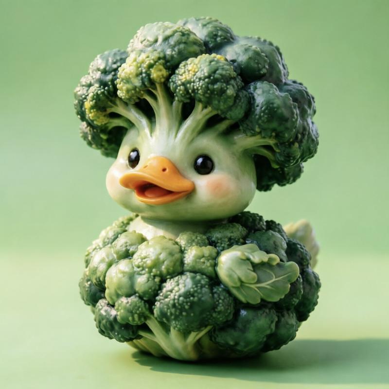 Cute Vegetable Duck Resin Handicraft Creative Broccoli-shaped Duck Figurine for Home Entrance, Desk, Personalized Decoration