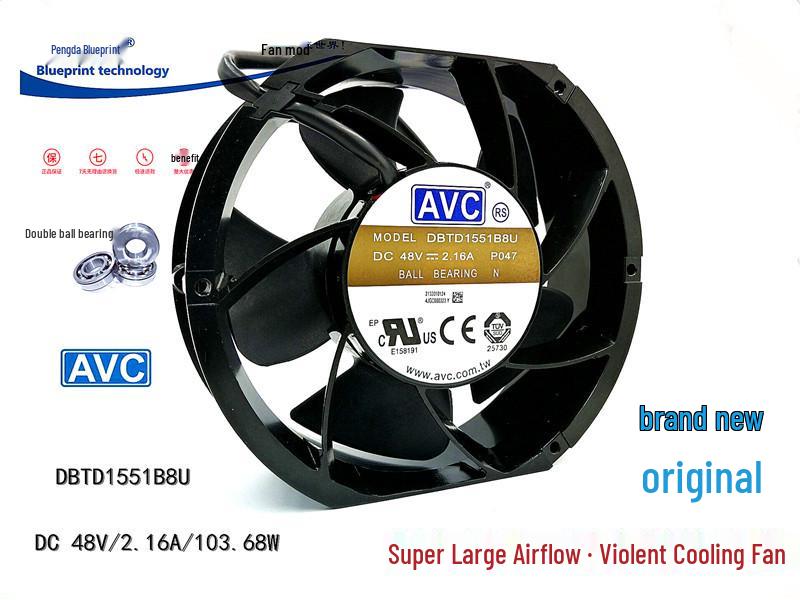 New DBTD1551B8U 48V 2.16A 17251 High Airflow 17CM 4-Wire PWM Cooling Fan