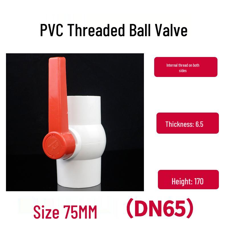 PVC Ball Valve with Threaded Inner Teeth for Water Supply (Sizes: 20, 25, 32, 40, 50, 63, 75, 90, 110)