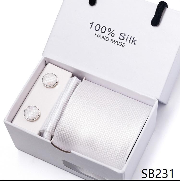 Men's 1200-Needle High-Density Business Stripe & Paisley Tie Set - 6 Piece Groom & Wedding Gift Box