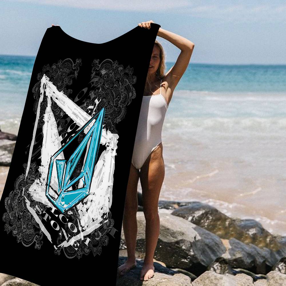 V-Volcoms LOGO Beach Towel Colorful Bath Towels For Girl Microfiber Quick Dry Sand Free Beach Yoga Spa Gym Pool