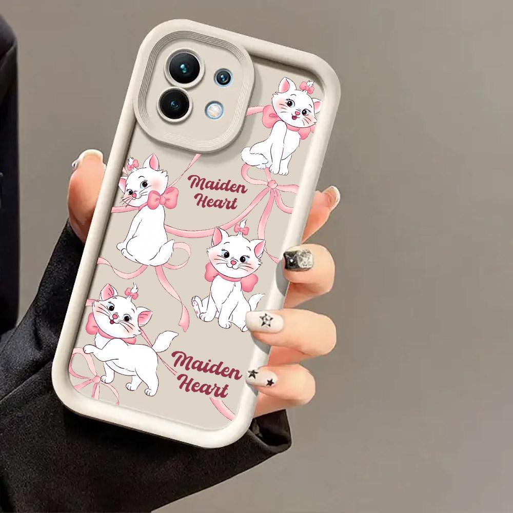 Pink Marie Cute Cat Case for Xiaomi Mi 13T 14 14T 15 15T Pro 17 Ultra Poco M7 M8 F8 F7 X6 X7 X8 Pro Max Shockproof Cover