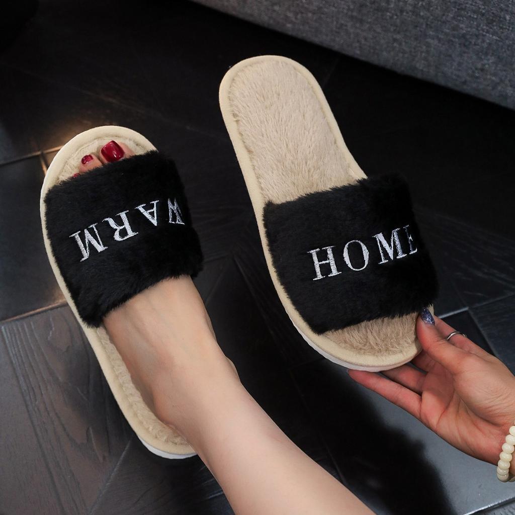 ins Mao Mao Slippers Home Indoor Spring and Autumn Warm Non-slip Cotton Slippers Floor