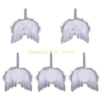 KX4B Customization Simple Pendant WhiteAngel Wings Ornament for Christmas Presents