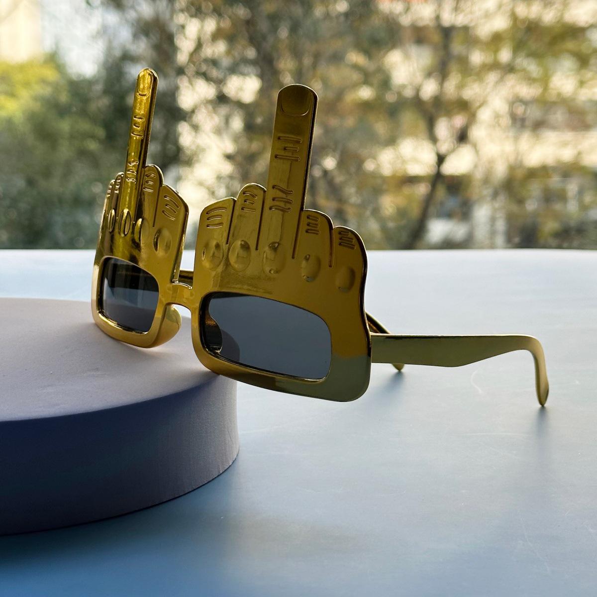 Creative Middle Finger Sunglasses - Funny Vertical Glasses for Rock Party Selfies and Entertainment.