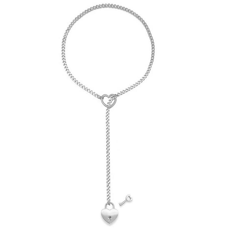 

Женское ожерелье, 1 шт., круглая регулируемая длинная цепочка, ювелирные изделия, застежка в форме сердца с ключом, ожерелье в готическом стиле для женщин 1pc серебряный