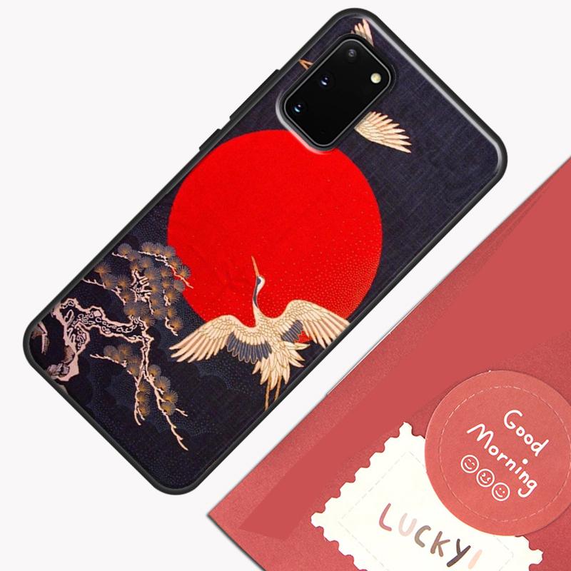 Japanese Cranes Art Phone Case For Samsung Galaxy S24 S26 Ultra S20 S21 S22 S23 S25 Plus S10 S25 FE Cover Shell