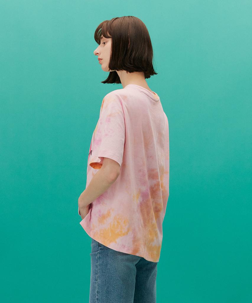 CETU Tie-Dye Logo Print T-Shirt Pink