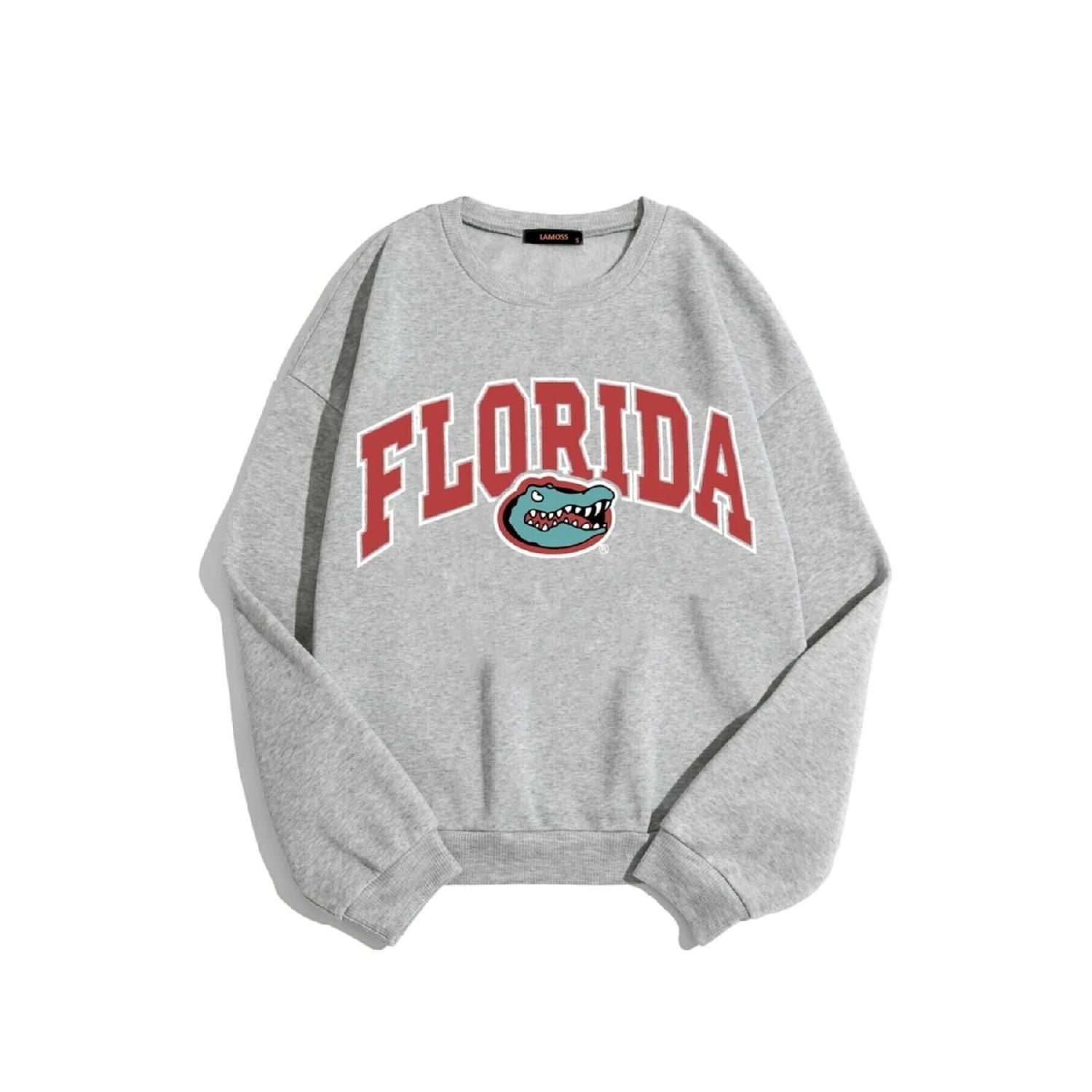 

Женский серый свитшот оверсайз с принтом Флорида S серый