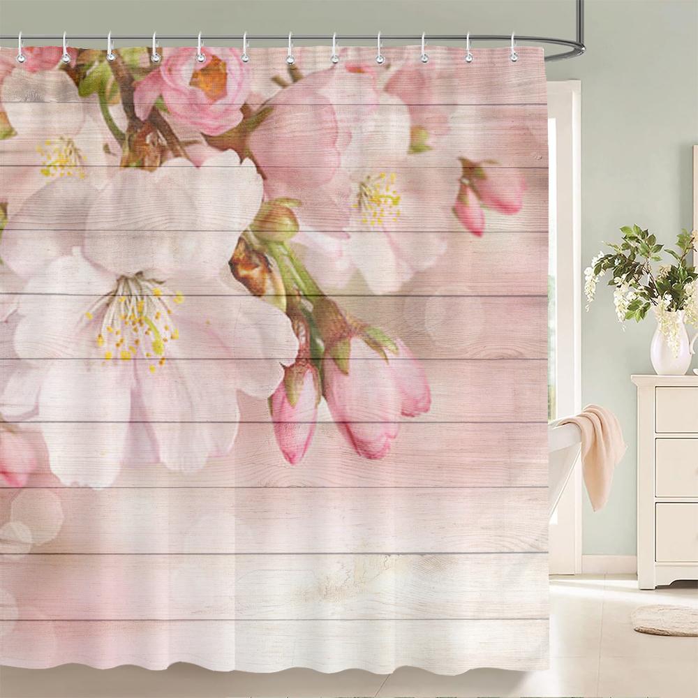 1 Pc Sunflower Patterned Polyester Material Shower Curtain Waterproof Fabric, Flowers Print Bathroom Curtain Partition Curtain