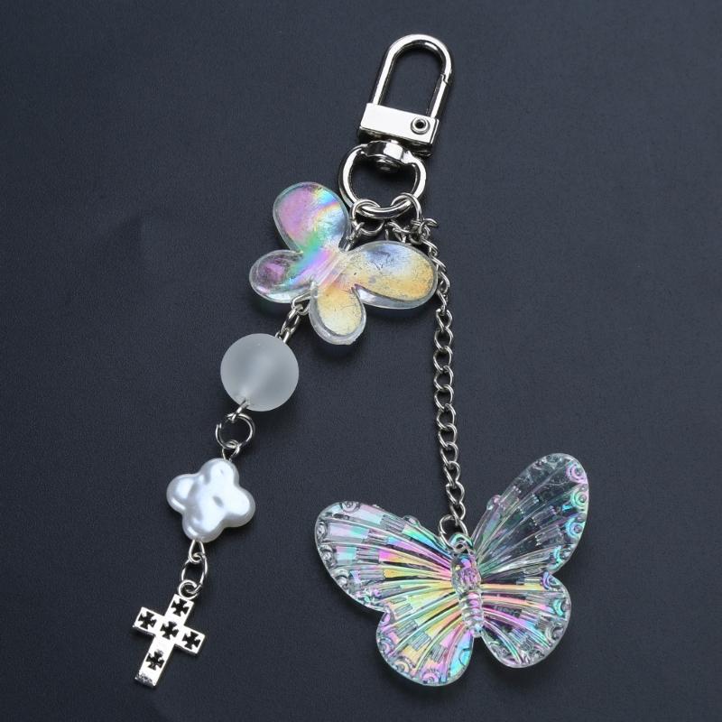 Fashion Heart Bowknot Keychain Pendant Sweet Cute Hanging Decorations Car Keyring Charm for Purse Bag Backpack Handbag
