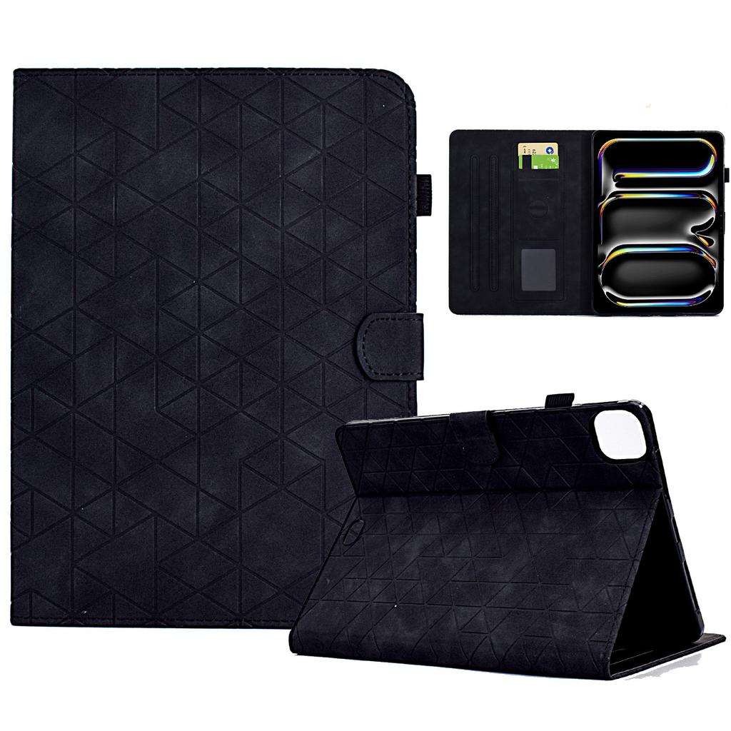 A6 For iPad Pro 11 (2024) Case Card Slots Stand Rhombus Auto Wake/Sleep Leather Tablet Cover