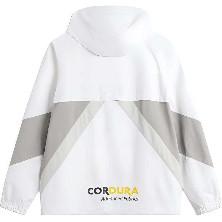 Li Ning Basketball Series Sport Casual Loose Color Block Simple Windbreaker Men Outerwear Standard-White AFDU217-4