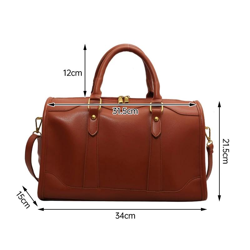 Large Capacity Tote Handle Bags Women Solid Artificial Leather Fashion Boston Crossbodybag Ladies Simple Travel Shoulder Bag