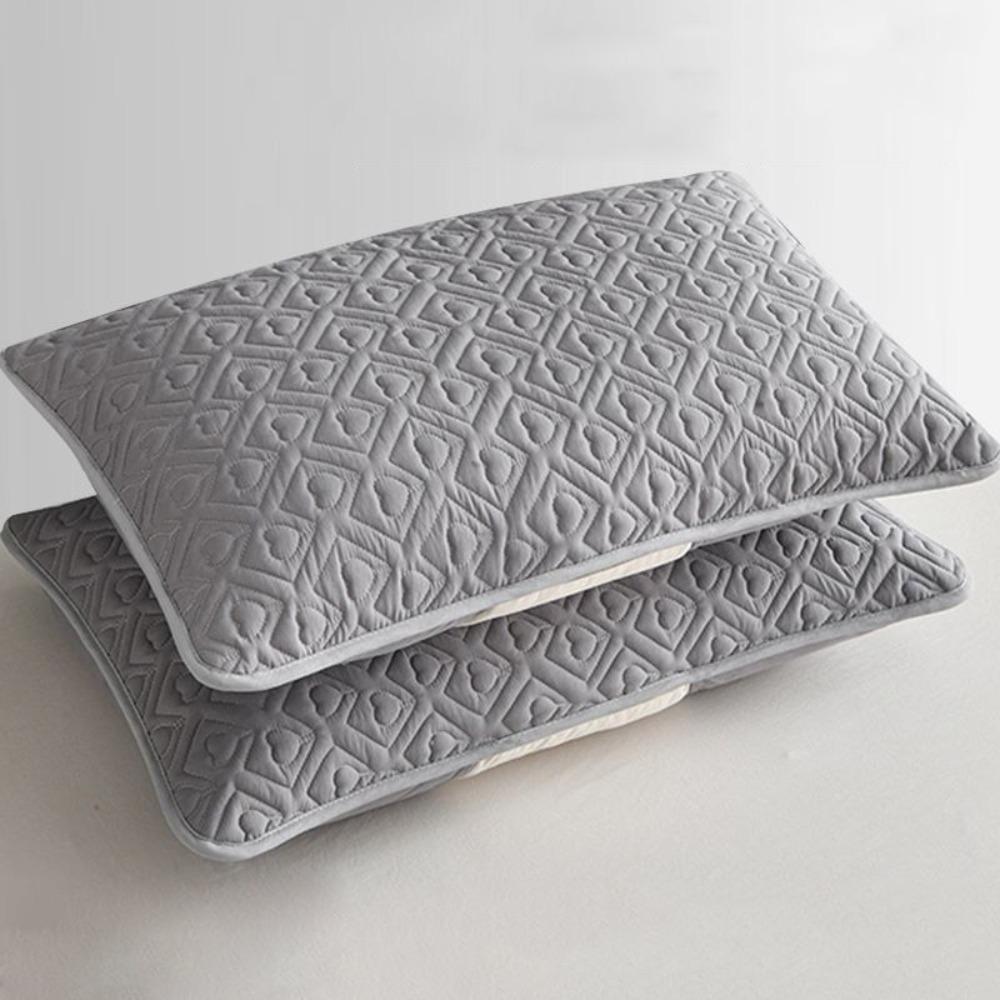 

Cozy Heart-shaped Quilted Pillow Cover Anti Mite Sweatproof Pillow Core Protector Solid Color Cotton Pillowcase сірий