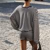 European and American Y2K Simple Striped Loose T-shirt Short Pants Set Women's Clothing Spring and Summer