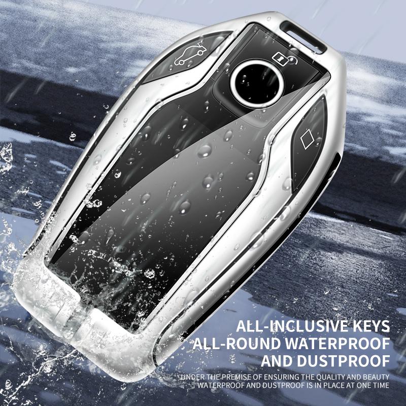 BBKR7 Alloy Leather Car Remote Key Protection Cover Shell For Bmw 1 3 5 7 Series X1 X3 X5 X6 X7 F30 G20 F34 G01 F15 G05 I3 M4 Series