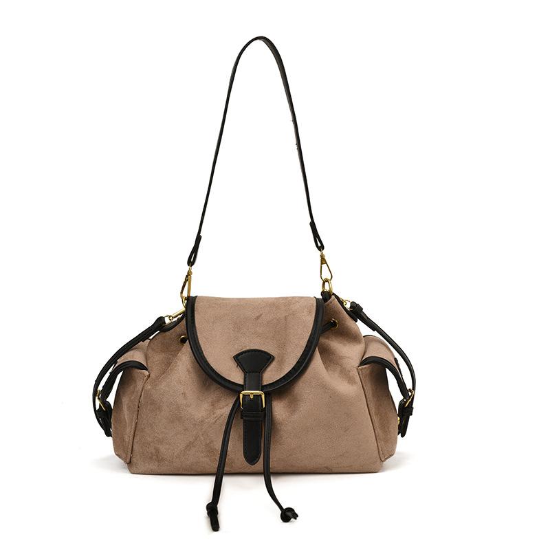 Autumn suede underarm bag women's new fashion retro pillow bag high-end single shoulder handbag