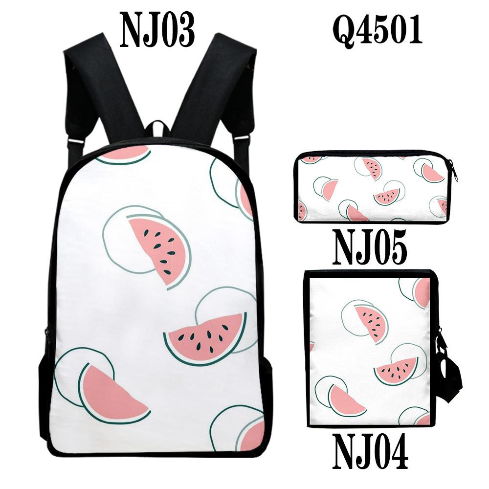 Classic Novelty Peculiar Fruit 3D Print 3pcs/Set Pupil School Bags Laptop Daypack Backpack Inclined Shoulder Bag Pencil Case