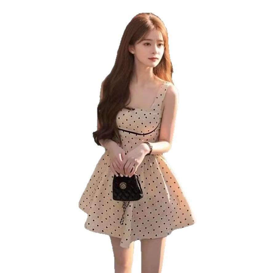 Polka dot suspender dress female sexy bow birthday party small gift dress socialite rich family daughter vest skirt