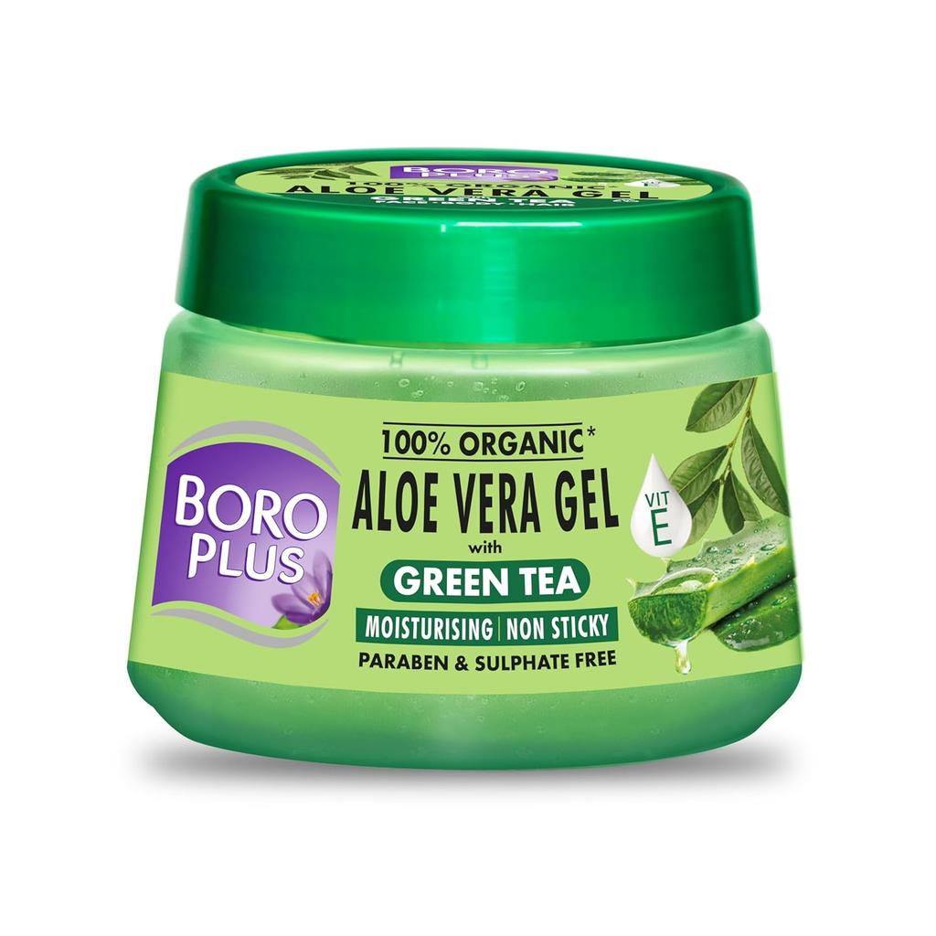 Boroplus Aloe Vera Gel With Green Tea Vitamin E For Skin And Hair Hydration Nourishment Moisturising Protection 200 Ml Pack