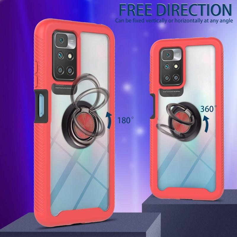 Shockproof Case For Xiaomi Redmi Note 10 Pro 10s 11 9T Mi 10T POCO M3 X3 NFC Ring Holder 3 in 1 Transparent Protect Bumper Cover