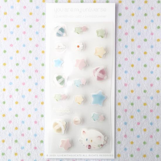 Choose 1 of the 2nd 4 Types of Eye Leaves with Six Cats Stickers, a Popular Phrase In Korea