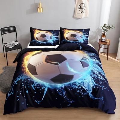 Fußball Bettbezug Set 3D Fußball Mit Feuer Teenager Bettwäsche Sets Jungen Sport Twin Double Queen King Size Polyester Steppdeckenbezug