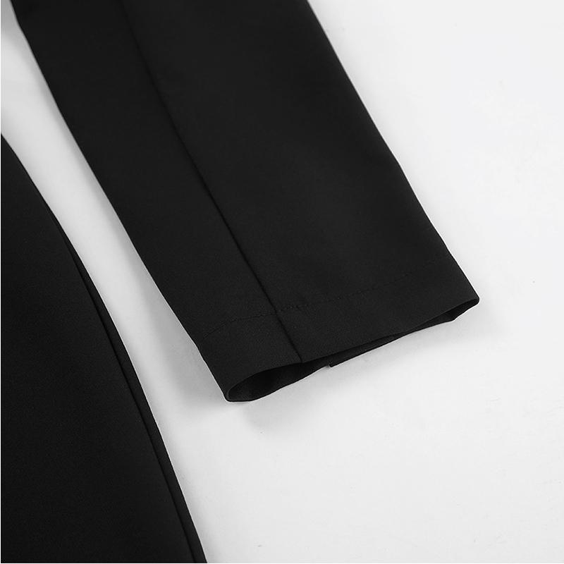 Dámské šaty s výstřihem do V, jednobarevné, s výřezy, s dlouhým rukávem, áčkového střihu, na zip, kancelářské šaty