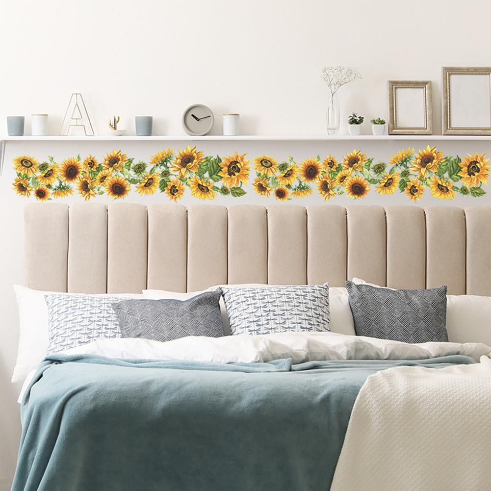 Wall Sticker Sunflower Edge Line 5.5*44.8inch For Home
