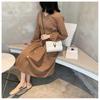 Women PU Vegan Leather Fashion Square Small Bag Ladies Pleated Quilted Metal Lock Flap Cover Long Chain Shoulder Crossbody Handbags