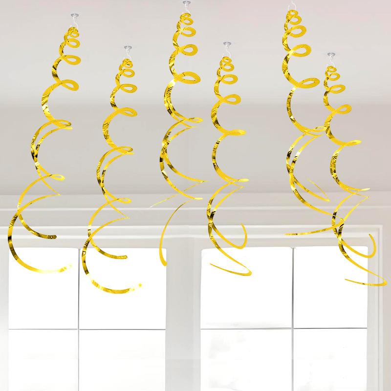 6 stk Spiralhengende Party Streamers Hengende Plast Streamer Spiralanheng Twin Tail Party Takfolie Swirl-dekorasjoner