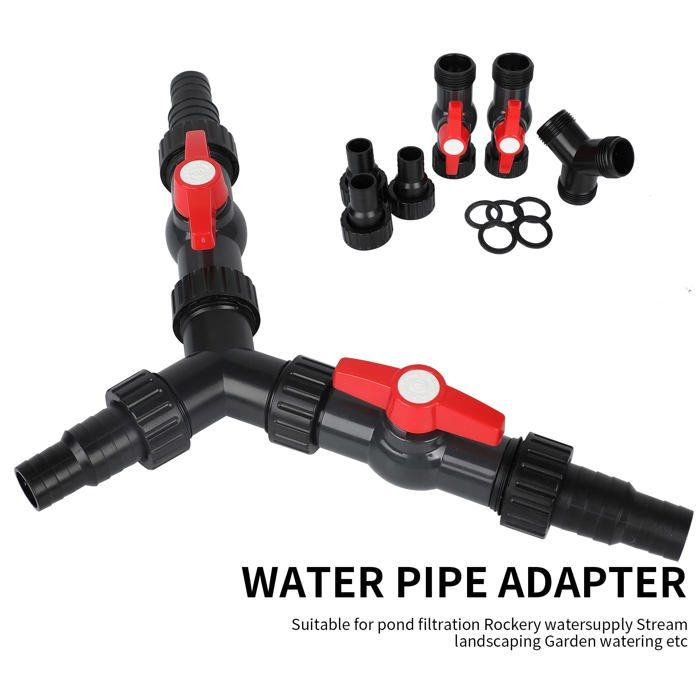 Répartiteur en Y 25 mm (3 x 3/4") avec 2 robinets d'arrêt – Distributeur d'eau PP pour pompe &amp; irrigation