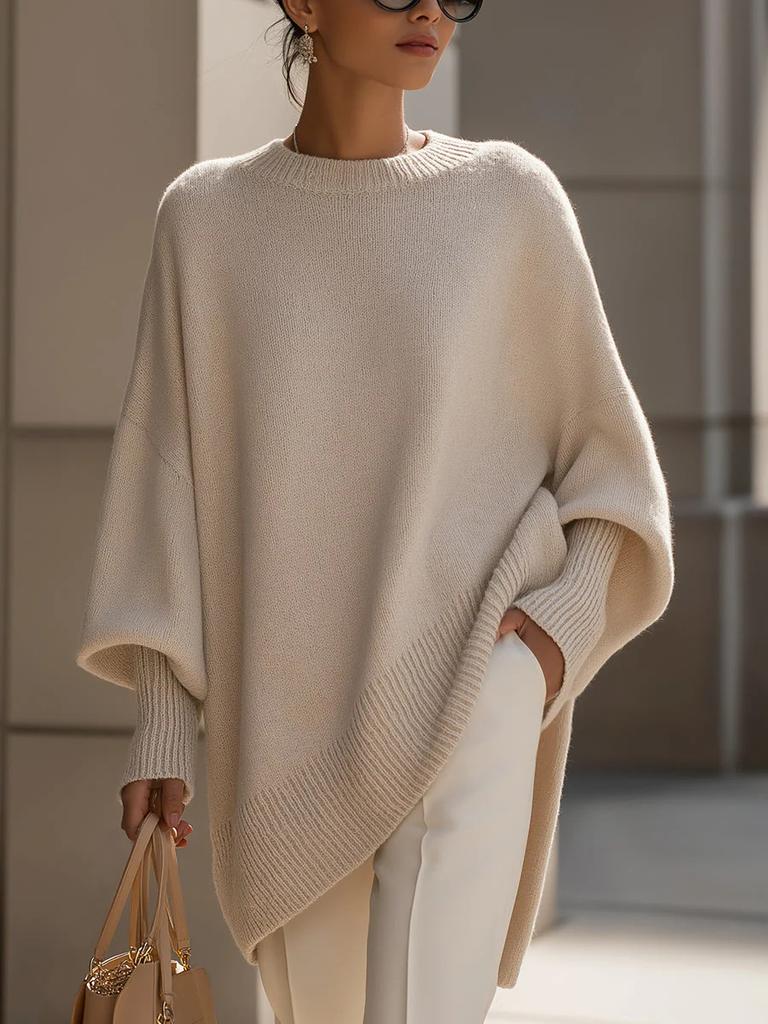 Oversized Knit Sweater Women Loose Fit Casual Pullover Long Sleeve Top