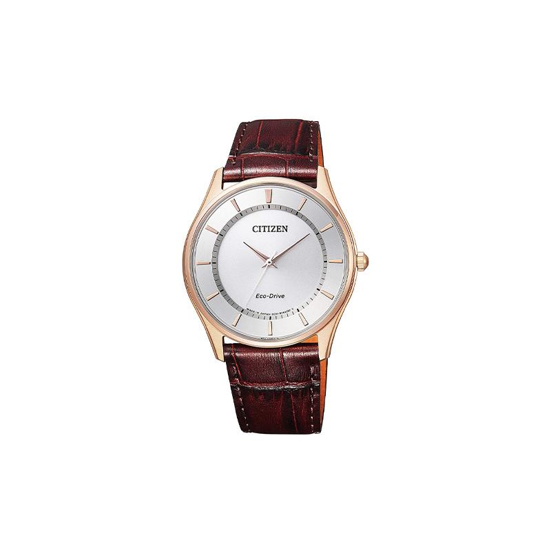 

CITIZEN Eco-Drive simple and elegant Quartz leather strap men s watch white dial BJ6482-04A синий