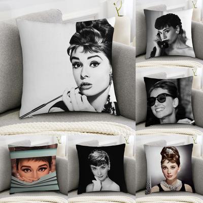 Classic A-Audrey H-Hepburn Pillow Case Sofa Decorative Home Double-sided Print Plush Square Throw Pillow Covers Cushion Decor
