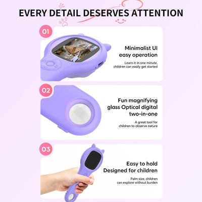 Portable Kids Microscope 2 Million Lens Pixels High-definition Magnifying Glass Handheld Mini Digital Microscope