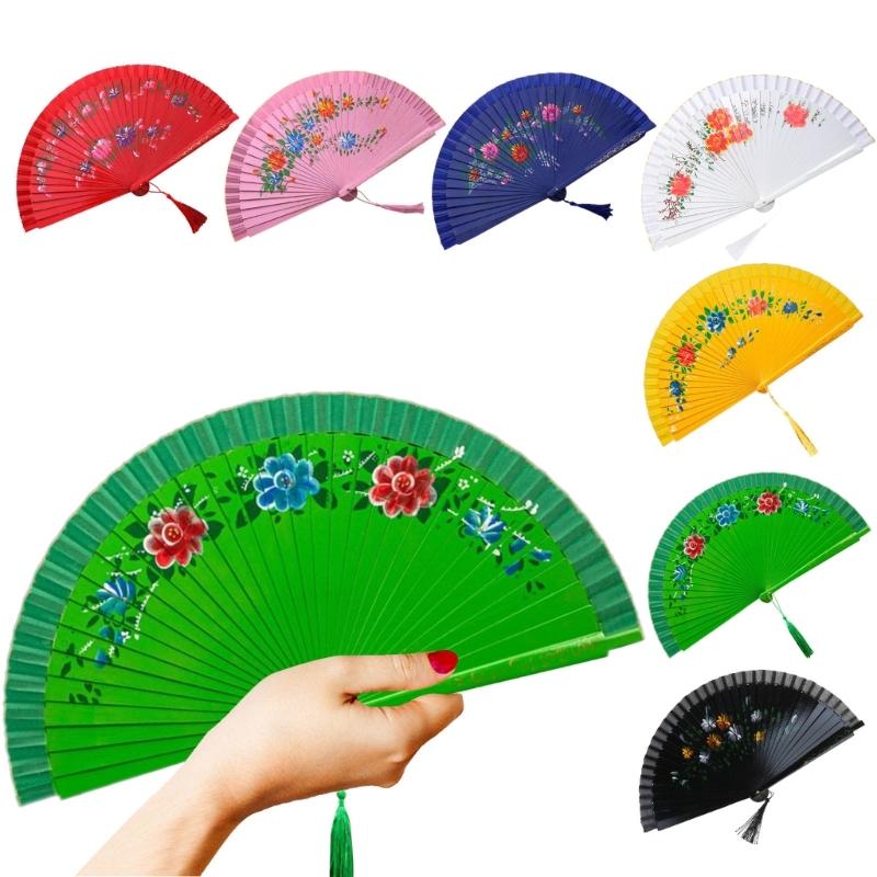 Ventaglio da Fan per Spettacoli Spagnoli, Ventaglio in Seta Double Face con Bellissimo Fiore Pieghevole per Varie Occasioni