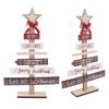 Christmas Tabletop Ornaments Wooden Sign Decoration with Base for Gifts Home Decor Layout Prop Red