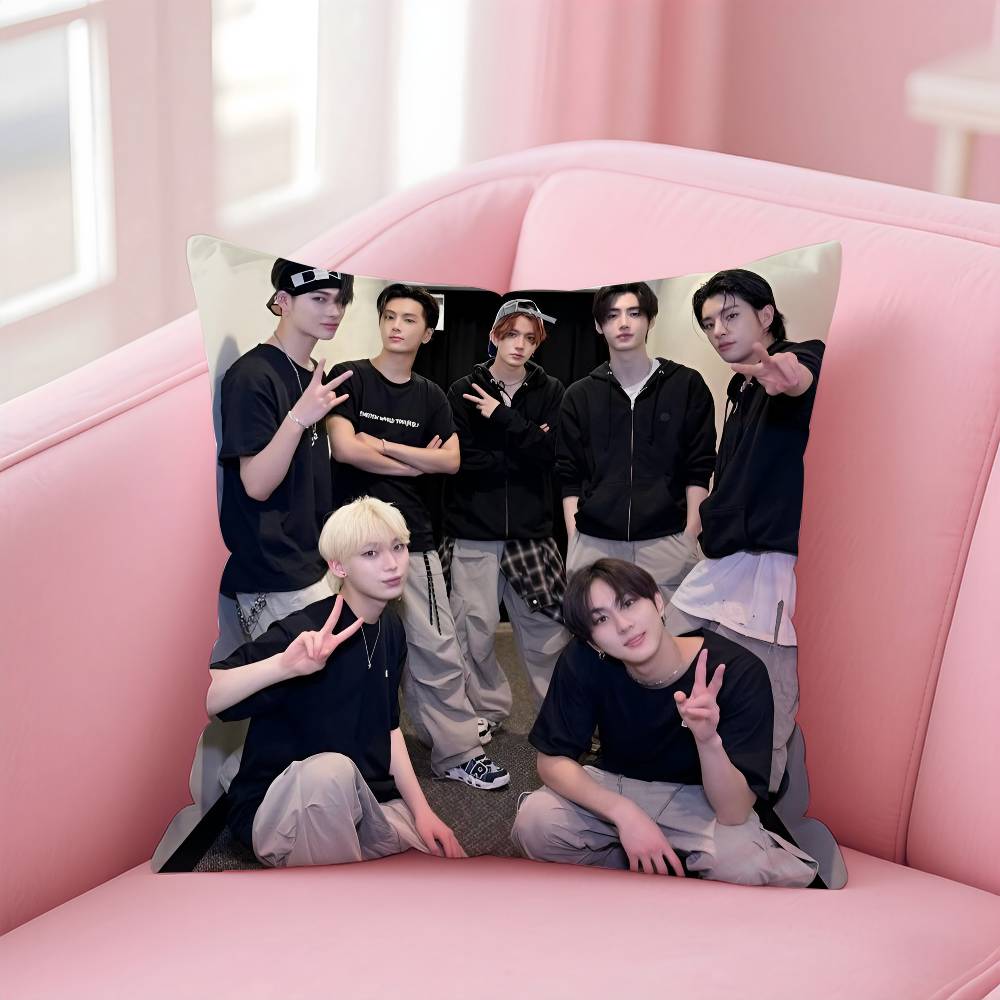Korean Boy Team E-Enhypen Pillow Case Pattern Printing Pillowcase Living Room Sofa Cushion Cover Bedroom Room Decor